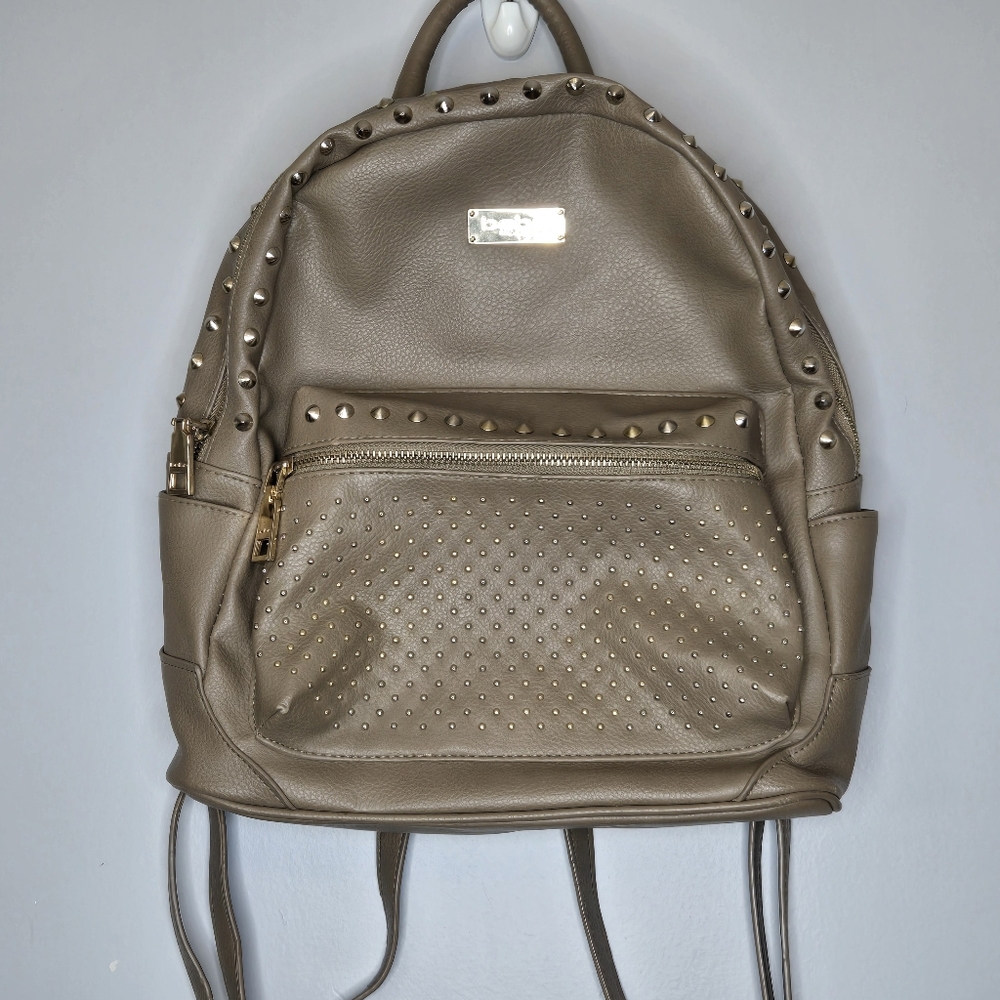 Bebe Y2k Mini Backpack Gray Faux Leather Metal Studs Mini Bag Adjustable Studded - Picture 3 of 12